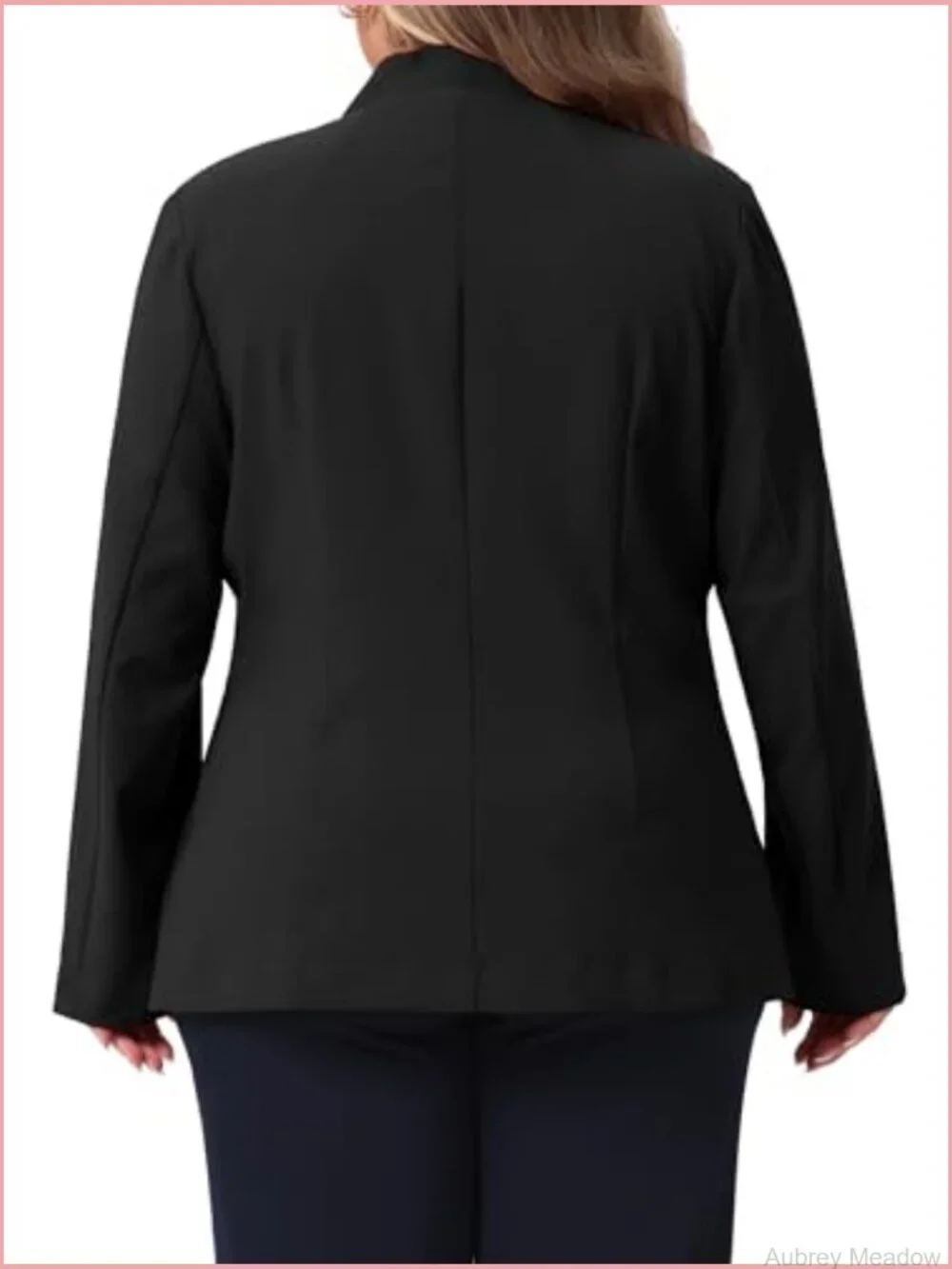 Plus Size Collarless Open Front Blazer Business Casual Work Office Jacket with